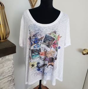 Lane Bryant white burn out tee. Size 22/24